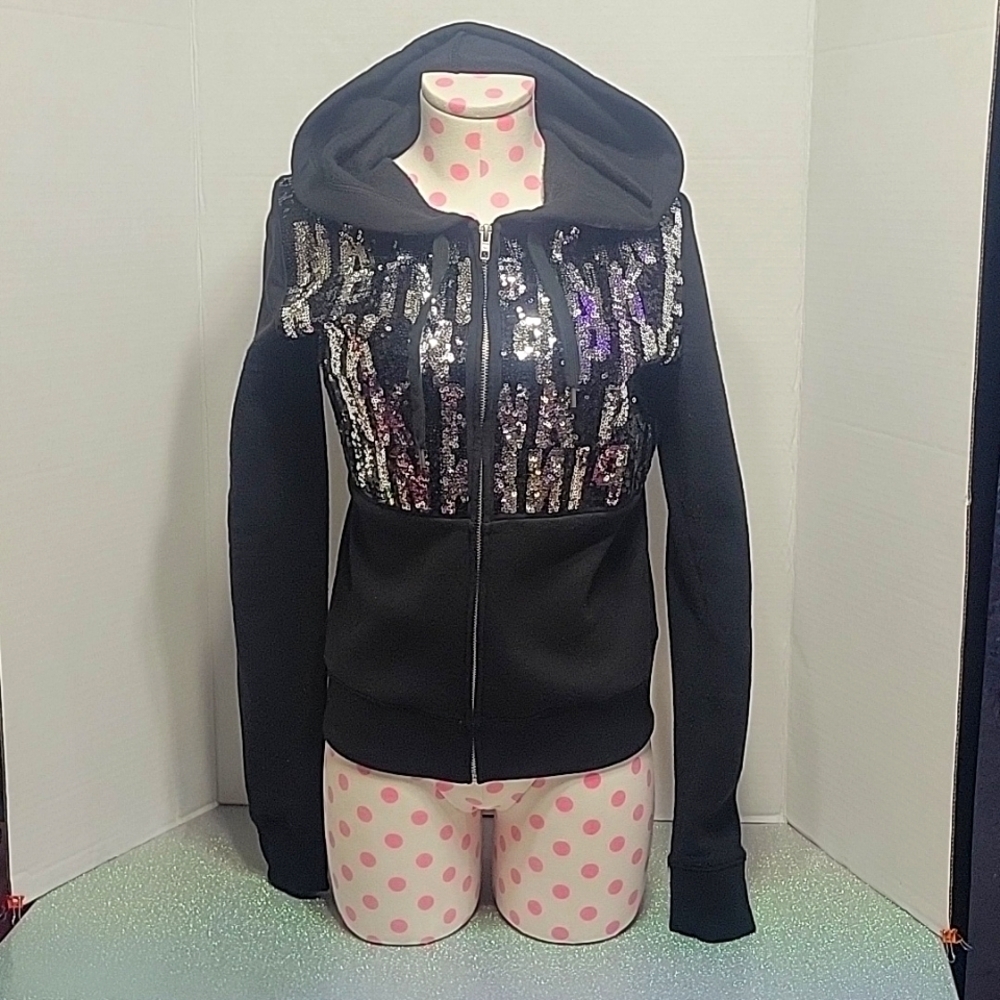 PINK Victoria's Secret Black Sequin Hoodie
